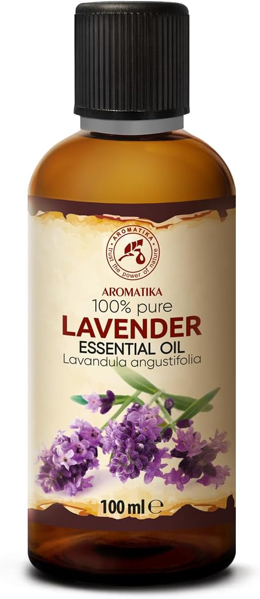Lavender Essential Oil 3.4 Fl Oz - Lavandula Angustifolia - 100% Pure & Natural use for Tension Relief - Good Mood - Freshen Rooms - for Bath - Sauna - Scented Oils