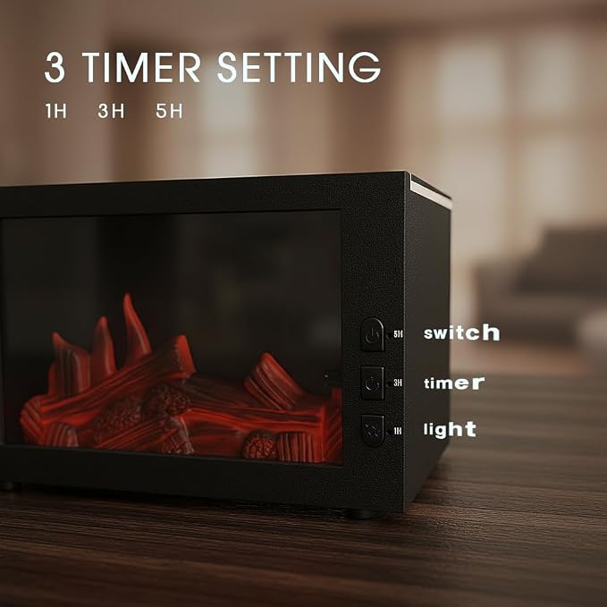 Essential Oil Diffuser,Fireplace Diffusers with 3 Essential Oils Set,Color Flame Aroma Diffuser with Remote Control,300ml Small Humidifier for Home Room Decor Gift for Women (Black)