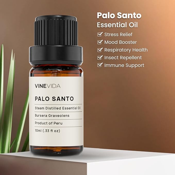 VINEVIDA Palo Santo Essential Oil - Undiluted, 10 mL - DIY Candle Scents, Safe for Skin