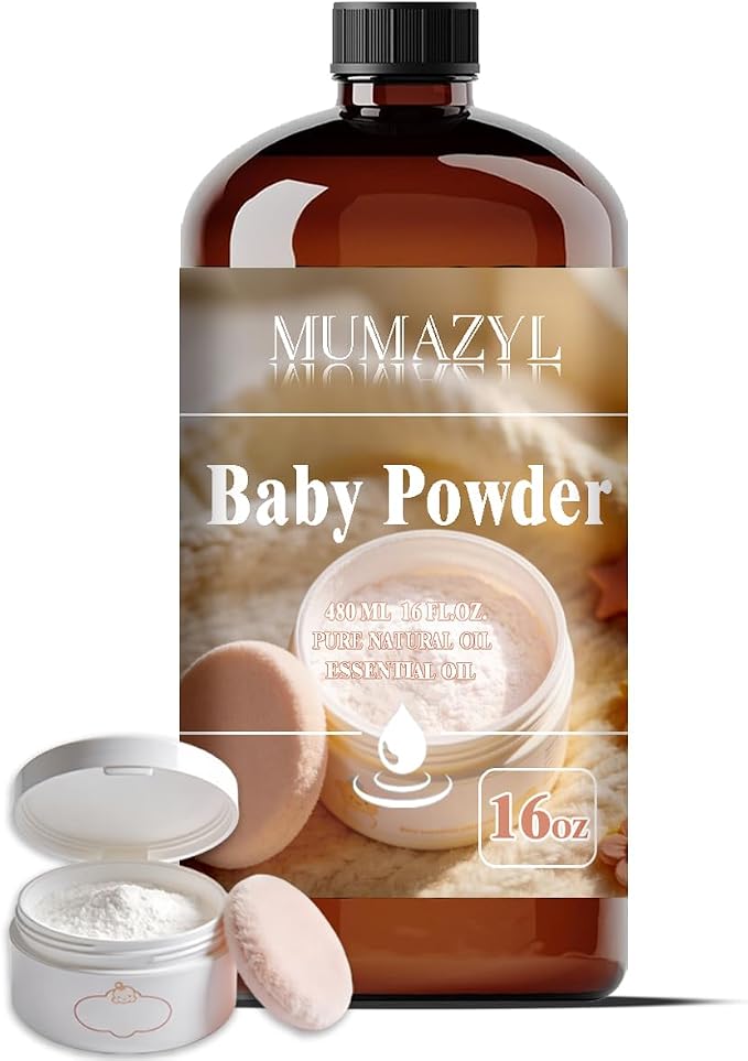 Baby Powder Fragrance Oil, Baby Powder Oil 16 Fl Oz 480ML for Diffuser Humidifier Yoga Cleaning DIY Candle Soap Making MUMAZYL Essential Oils