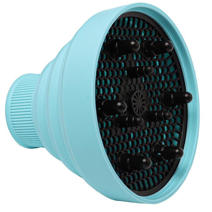 Universal Collapsible Hair Dryer Diffuser Attachment-Foldable Portable Travel and Easy Storage Hair Diffuser Fit Most Hair Dryers with Nozzle Diameter D-1.575Inch to 1.968 Inch (4-5cm)- Blue