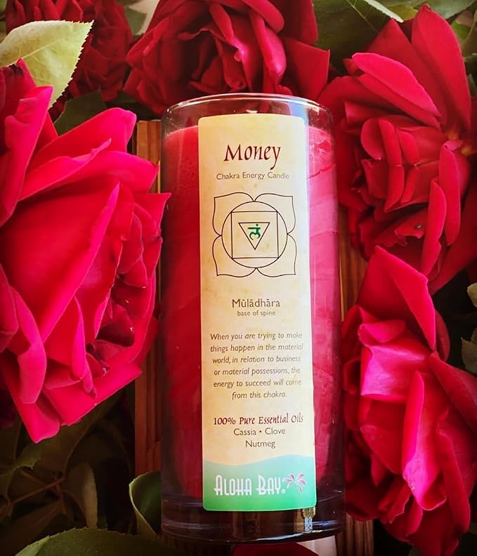Premium Scented Candle Hand Made Chakra Energy Jar | 11 Oz Jar | Money, Muladhara| Yoga, Prayer & Meditation Candle | Long Burn 60 Hours | Essential Oils of Cassia, Clove & Nutmeg | Aloha Bay