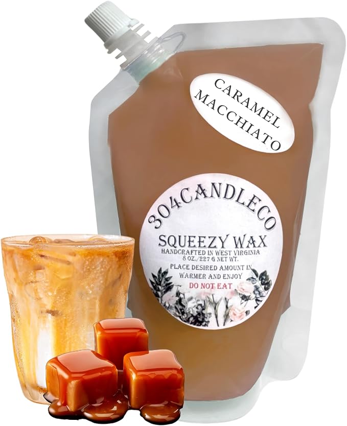 304CandleCo Large Squeeze Soy Wax Melt - 50 SCENTS! - Highly Fragrant & Hand-Crafted - Easy Mix & Match - American Made - Perfect for Wax Warmers (8oz, Caramel Macchiato)