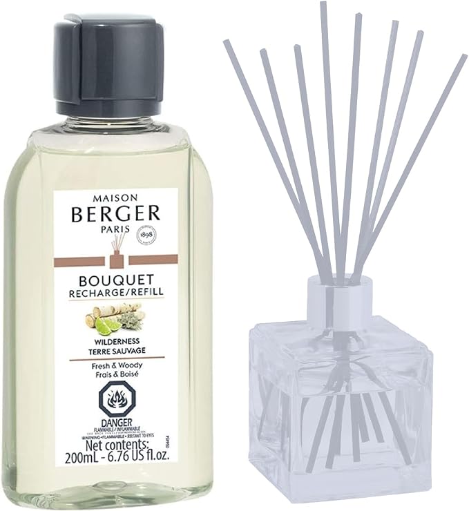 MAISON BERGER Reed Diffuser Refill, 200 ml, Wilderness | Fragrance Refill for Reed and Ceramic Diffusers, Passive Diffusion, ~6 Weeks, No Flame or Electricity, Made in France