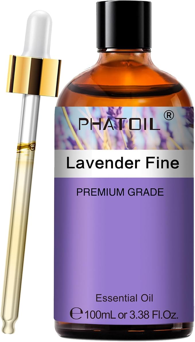 PHATOIL Lavender fine Essential Oil, Pure Premium Natural Oil for Hair Care, Body Skin Care, Aromatherapy, DIY Candle, Soap Making 3.38Fl Oz