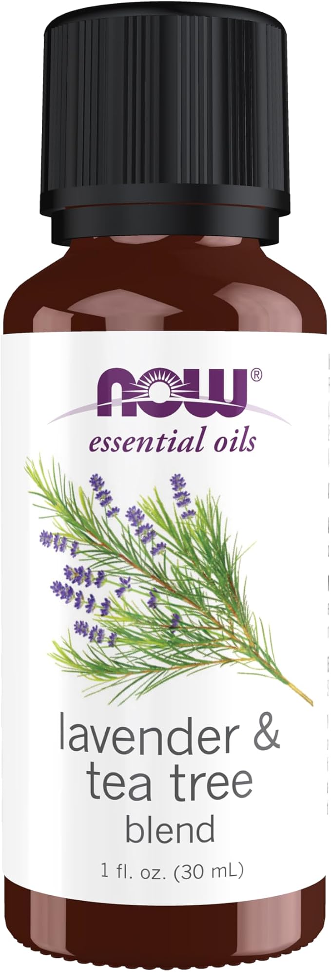 NOW Essential Oils, Lavender & Tea Tree Oil, Stimulating Aromatherapy Scent, Blend of Pure Lavender Oil and Pure Tea Tree Oil, Vegan, Child Resistant Cap, 1-Ounce