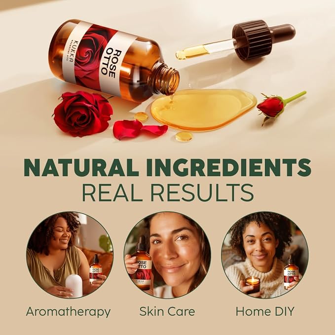 100% Pure Rose Otto Oil - 4 Fl Oz Rose Otto Essential Oil for Hair, Skin, Diffuser, Aromatherapy & DIY Soap Making Scent