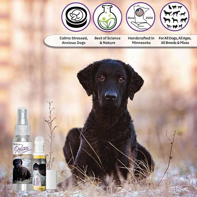 The Blissful Dog Curly-Coat Retriever Relax Roll-ON Aromatherapy for Dogs - Anxiety Relief for Dogs