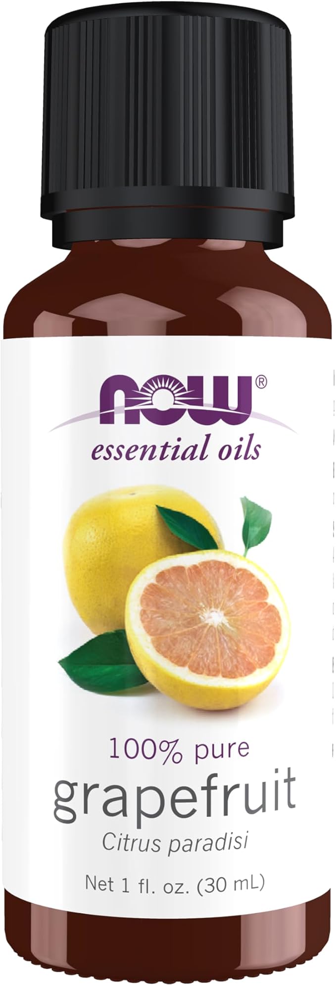 NOW Essential Oils, Grapefruit Oil, Sweet Citrus Aromatherapy Scent, Cold Pressed, 100% Pure, Vegan, Child Resistant Cap, 1-Ounce