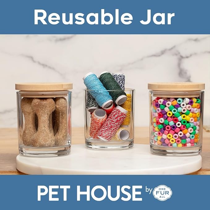 One Fur All Pet House Candle 2 Pack - Plant-Based/Soy - Clean Burning Scented, Long Lasting Pet Odor Candle for Home - Moonlight