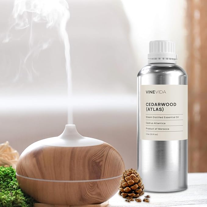 VINEVIDA Cedarwood Atlas Essential Oil 32 oz - Undiluted Candle Oil Scent for DIY Candlemaking - Bulk Essential Oil for Soap Making