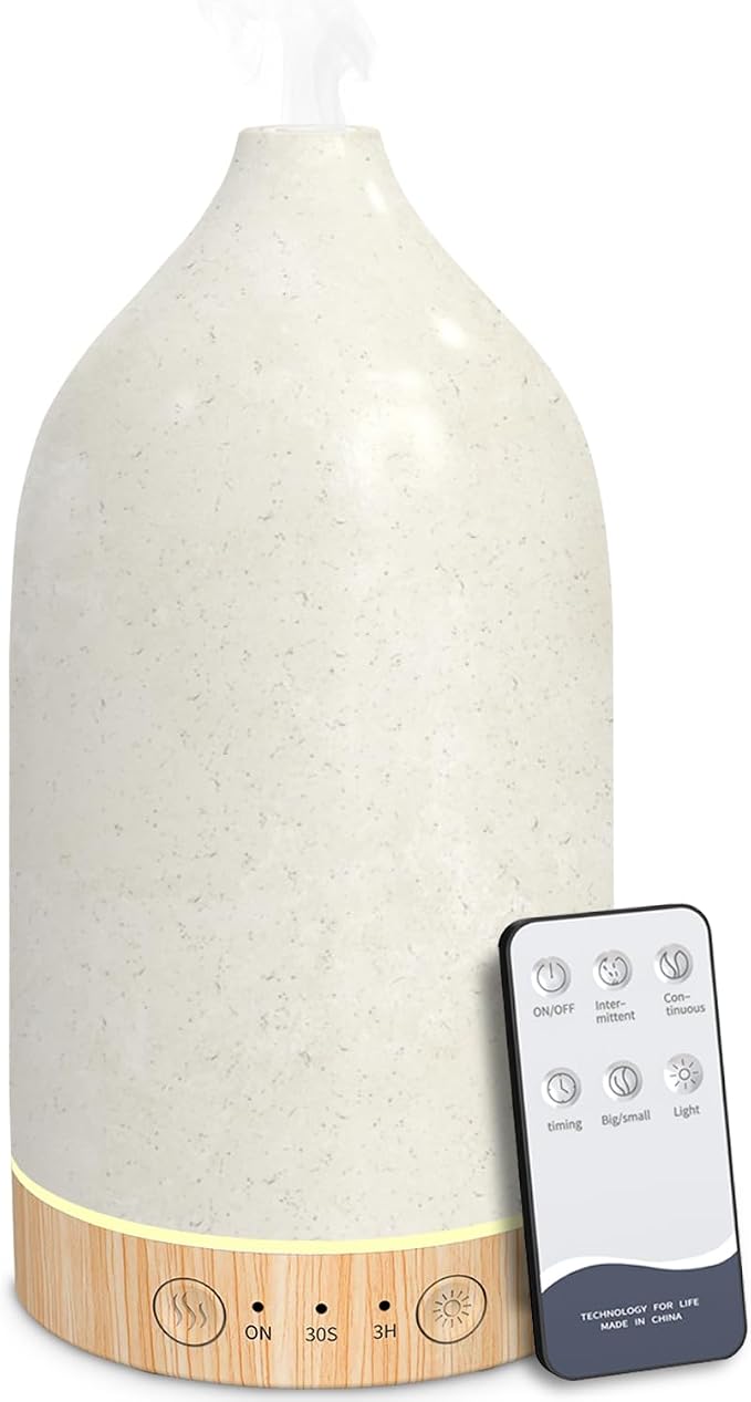 SPLITSKY 150ML Essential Oil Diffuser,Ultrasonic Aromatherapy Diffusers for Home with Remote Control,7 Color LED Lights,3 Timers,7 Hours Quiet,with 2 Mist Modes,Waterless Auto Off,for Bedroom, Home
