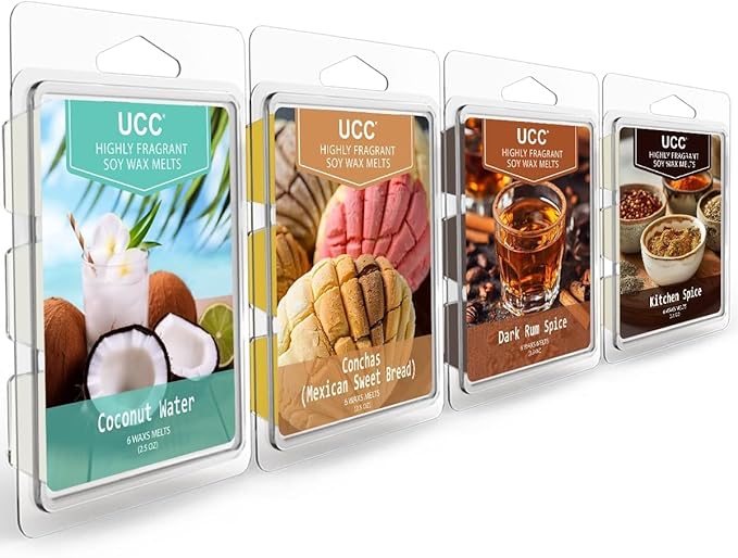 UCC Plant Based Natural Wax Melts, Highly Scented Long Lasting Premium Soy Scented Melts Cubes, Wax Melts Tarts, Colored Wax Melt - 4 Pack