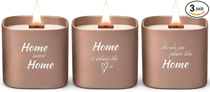 Set of 3 Premium Scented Soy Candles Gift Set | Home Collection – White Musk, Bamboo Forest & Peony Garden | Crackling Wood Wick | Luxurious Candles for Relaxation, Home Décor & Gifts | 9.8oz Each