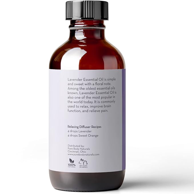 Pure Body Naturals French Lavender Essential Oil Blend, 4 fl oz - for Aromatherapy, Soap Making, and DIY Skin and Hair Products