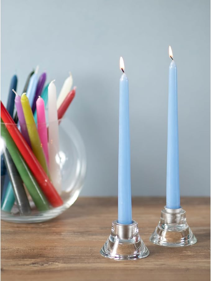 CANDWAX 8 inch Light Blue Taper Candles Set of 4 - Unscented Smokeless Dripless Tapers for Dinner Table, Home Decor, Easter Decor, Party, Wedding and Ordinary Dinners - Spring Candles