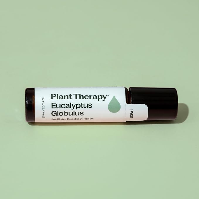 Plant Therapy Eucalyptus Pre-Diluted Essential Oil Roll-On 10mL (1/3 oz), 100% Pure, for Clear Breathing, Aromatherapy and Topical Use