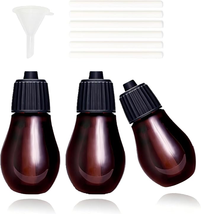 Empty Bottle for Essential Oil Refilling, 3 Empty Bottles & 6 Filter Cottons & 1Mini Funnel, Fit Waterless Aroma Diffuser