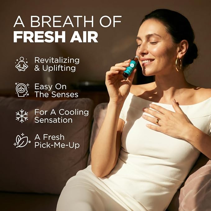 Gya Labs Breathe Essential Oil Roll On - 0.34 Fl Oz - Travel Size Roller for Camping, Skin, Aromatherapy Relief, Convenience