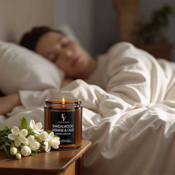 Sandalwood Jasmine Scented Candle for Home Soy Wax Candle, Aromatherapy Candle Gift for Women Men, 7oz