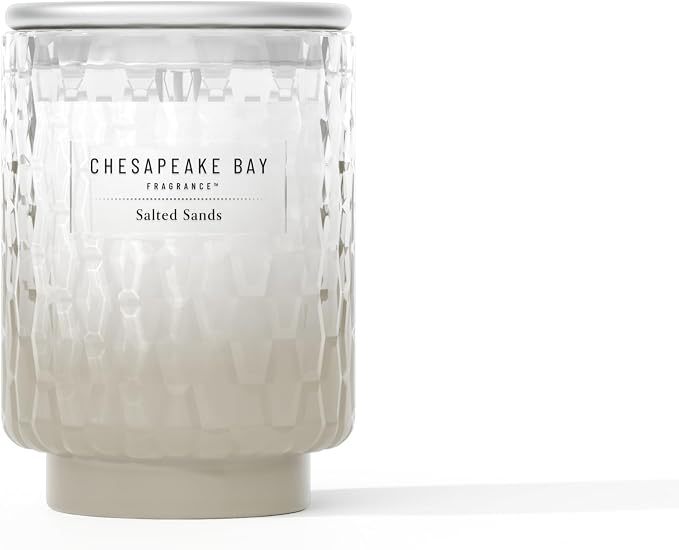 Chesapeake Bay, 8oz Salted Sands Scented Candle, Mood Evoking Fragrance, Textured Sea Glass-Inspired Jar, Premium Soy Blend Wax with Essential Oils, Coastal Fragrance for Home Décor or Gifting
