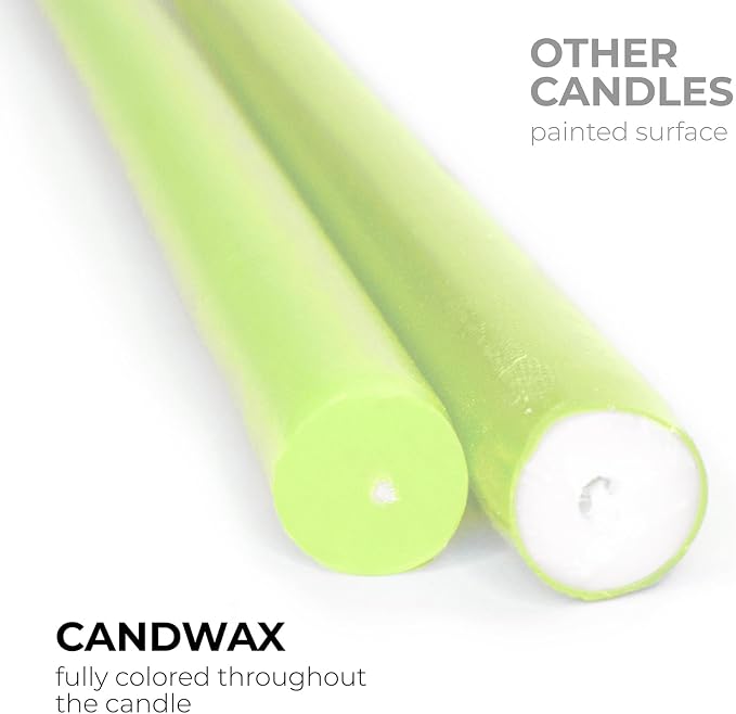CANDWAX 12 inch Taper Candles Set of 4 - Dripless and Smokeless Candles Unscented - Slow Burning Candle Sticks - Olive Candle Taper