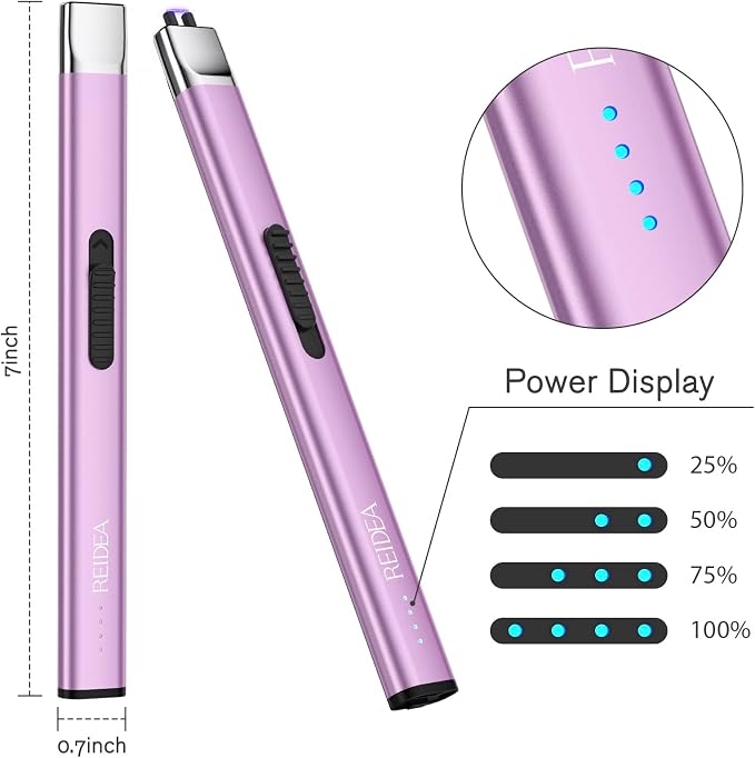 REIDEA Lighter for Candle Electric USB Rechargeable with Security Lock, Windproof Fast Heat Sinking, Non-Slip Switch Electronic Lighter, R1 (Lavender Purple)