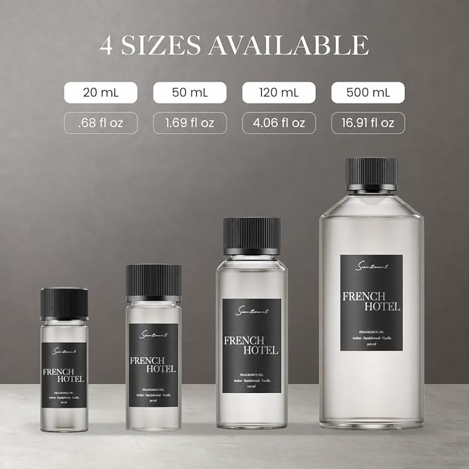 Scentiment French Hotel Diffuser Oil - Premium Hotel Scent with Notes of Clove, Patchouli & Sandalwood Home Scent, Aromatherapy Fragrance Oil Diffuser Refill - 4.06 fl oz (120 mL)