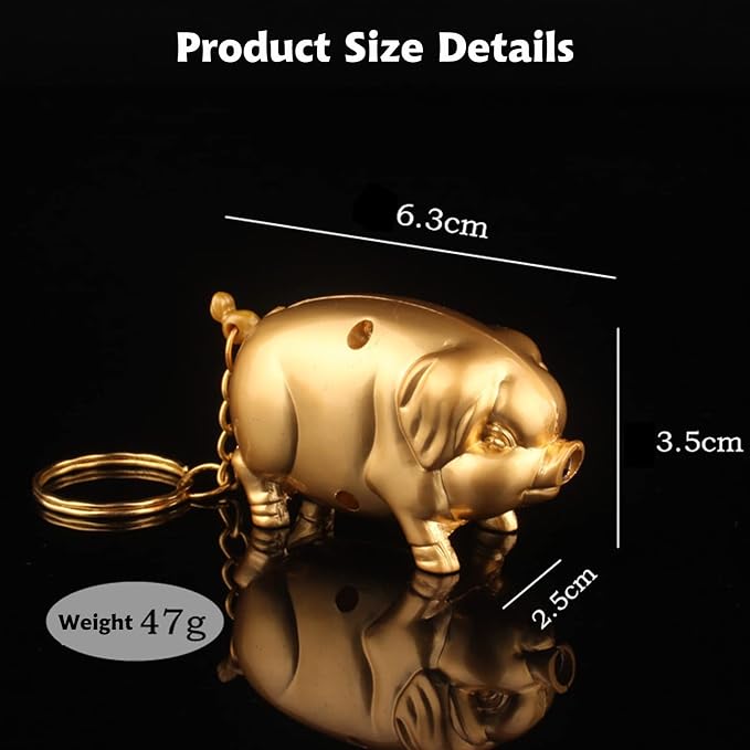 Creative Golden Pig Torch Lighter - Portable Gas Lighter with Adjustable Soft Flame, Refillable Butane for Outdoor & Indoor Use