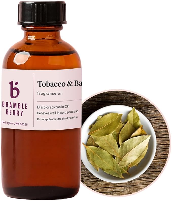 Bramble Berry Tobacco and Bay Leaf Fragrance Oil | Tobacco and Bay Leaf Scent for Soap Making, Candle Making, Lotion & Bath Bombs | Skin Safe, Vegan, Paraben & Phthalate Free, DIY Craft Essential