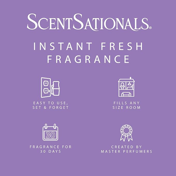 ScentSationals Sea Salt Lavender Fragrance Oil Plug In Air Freshener Refills 3-Pack - Works with Scentsationals Wall Plugs, Long-Lasting Home Fragrance, 0.8 fl oz Each, Packaging May Vary