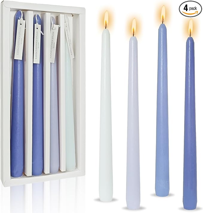 Candlesticks Long Taper Candle,Sea Salt Scented 10 Inches Gradient Blue Candle Sticks Smokeless Tapered Candles for Home Décor Holiday Gifts