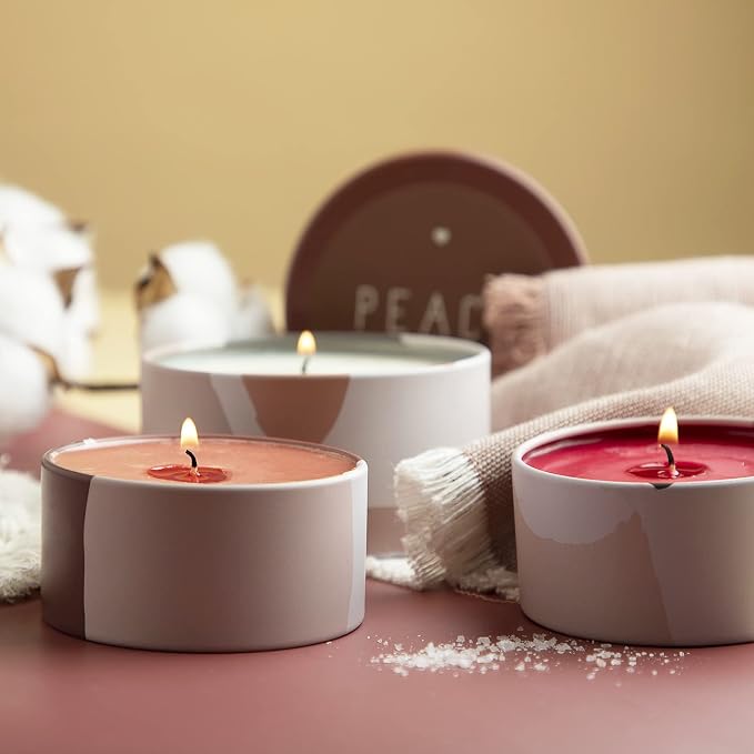 Hearth & Harbor Tin Candle Jars for Making Candles - DIY Candle Containers with Lids - Metal Candle Jars - Bulk Tins Storage for Candle - (12 Pieces) - (8 Ounces) - Abstract Shapes