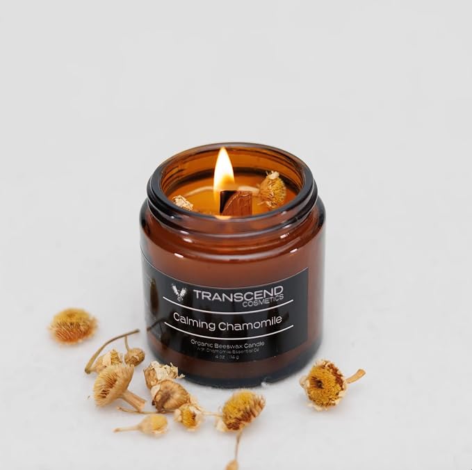 Calming Chamomile Organic Beeswax Candle 4 oz (Small)