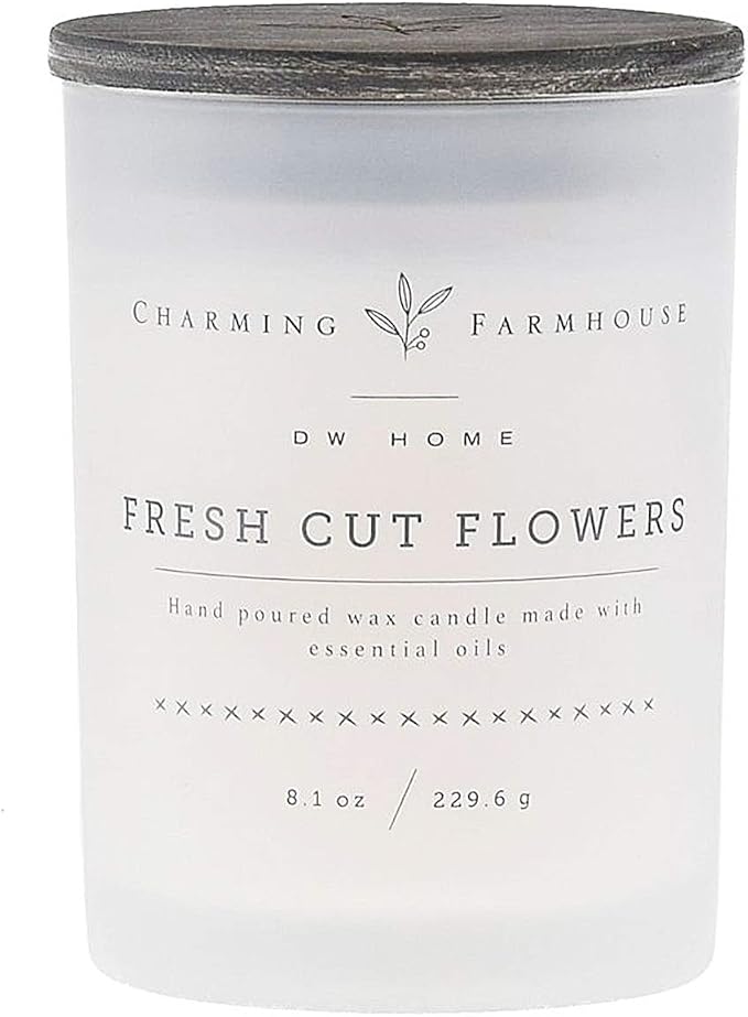 DW Home Charming Farmhouse Fresh Cut Flowers Scented Medium Single Wick Candle