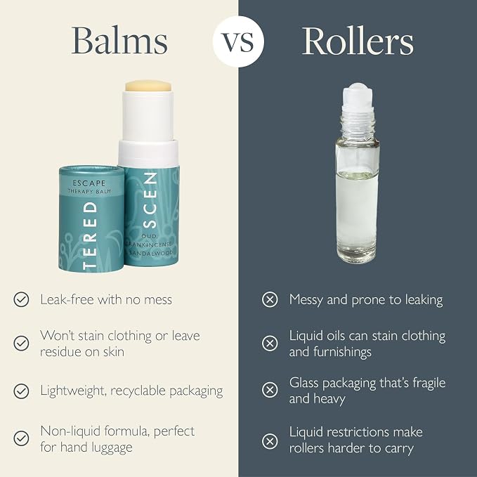 Scentered Aromatherapy Balm Stick - Escape - Natural Calm Essential Oil Roll On - Meditation Aid for Relaxation & Self-Care - Frankincense, Oud, Sandalwood - Mindfulness Gifts for Women