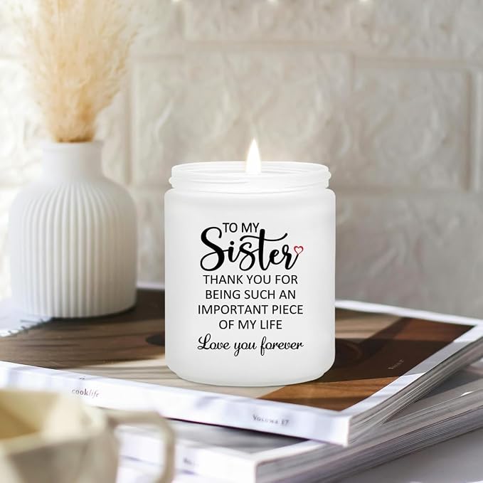 Sister Birthday Gifts - Mothers Day Christmas Gift for Sister from Sisters- Lavender Scented Candle