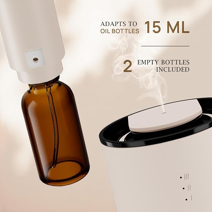 VINEVIDA Waterless Diffuser - Essential Oil Diffuser for Home - Beige Scent Diffuser for Home, Battery Operated Aromatherapy Diffuser - Car, Room Fragrance Air Diffuser