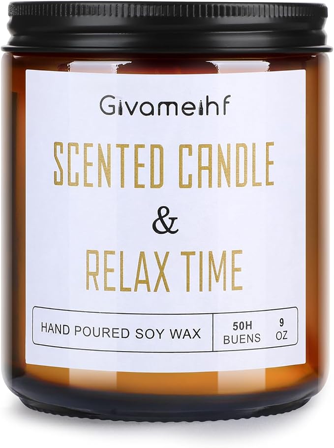 GIVAMEIHF Lavender Scented Candle 9 oz, Fall Candles,Natural Soy Wax Candles, Autumn Gifts Set for Women,Jar Scented Candle with up to 50 Hour Burn Time, Relaxing Home Fragrance for Home