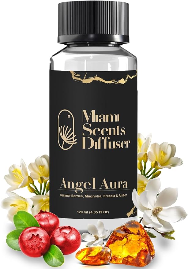 Angel Touch Essential Oil Refill Luxury Hotel Inspired, Long Lasting Aroma for Home & Office Diffuser, 120ml Fresh Blend of Summer Berries, Magnolia Freesia Amber - Scent for Spa Wellness Aromatherapy