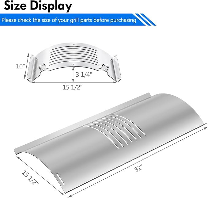 Flame Broiler Kit Replacement Parts for Pit Boss PB1100PS1 PB1150PS2 PB1600PS1 Pro Series 1100 1150 1600 Smoker Grill Parts Austin XL PB1000XLW1 Sportsman PB1000SP Main Plate Slide Cover