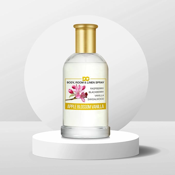 Daniella's Candles Apple Blossom Vanilla Perfume Body Room and Linen Spray, Natural Body Mist & Room Spray - 100ml/3.4oz
