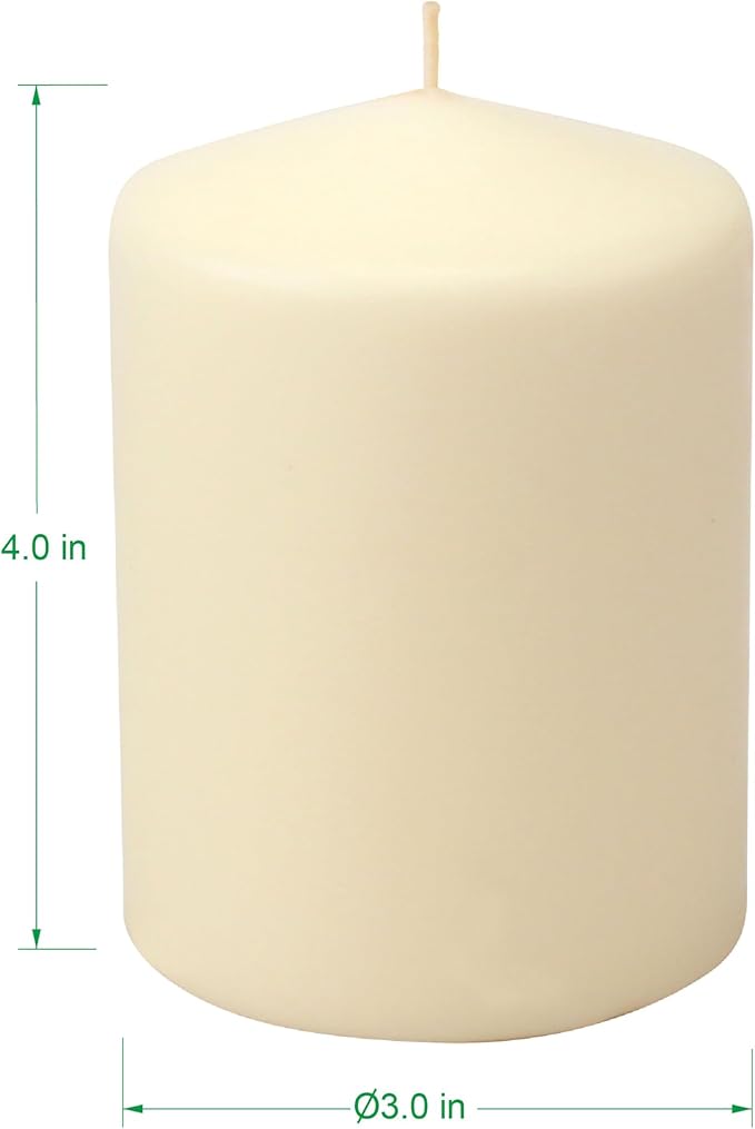 Stonebriar Unscented Pillar Candles – 35 Hour Burn Time, Long-Lasting Wax Candles for Weddings, Holidays, Home Décor & Special Events, Pack of 3, Ivory, 3" x 4"