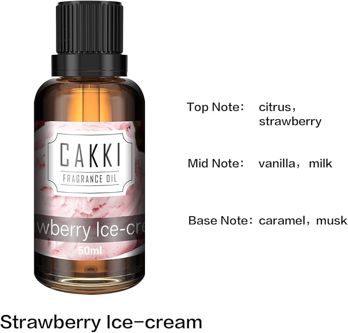 Essential Oils for Diffusers for Home, Scent-Strawberry Ice-Cream Large Size 50ml, Cakki Fragrance Oils, for Candle Making, for Soap Making, Diffuser Oil Scents