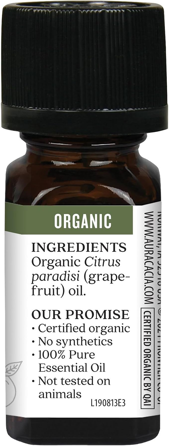 Aura Cacia Organic Grapefruit Essential Oil, 100% Pure Citrus Paradisi Oil - Fresh Fruity Aroma for Diffusers, Body Care, Cleaning and DIY Blends | 0.25 Fl Oz (Pack of 1)