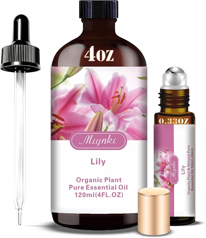 Lily Essential Oil – Lily Fragrance Oil for Diffuser, Humidifier, DIY Candle, Soap, Floral Scent, Home, Gift Ready – MLYNKL (4.33 fl oz / 130ml)