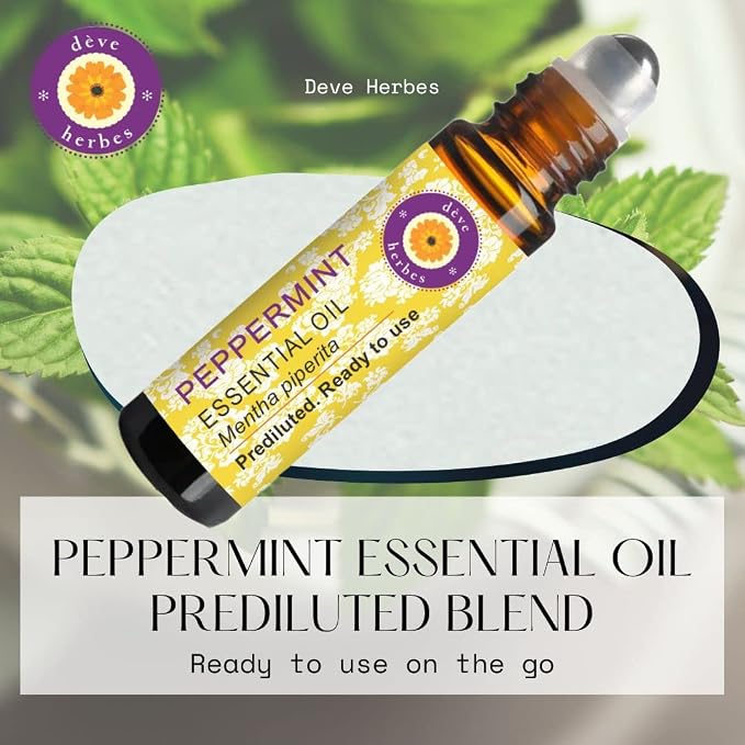 Deve Herbes Peppermint Essential Oil Pre Diluted Ready to Use Roll-on Blend 10ml (0.33 oz)