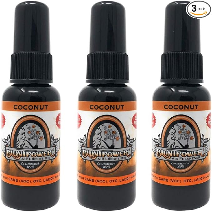 BluntPower (Coconut, 3 Pack) Concentrated Odor Eliminator & Diffuser Oil - Room Deodorizer, Odor Eliminator, Air Freshener - Premium Oil Based Air Freshener