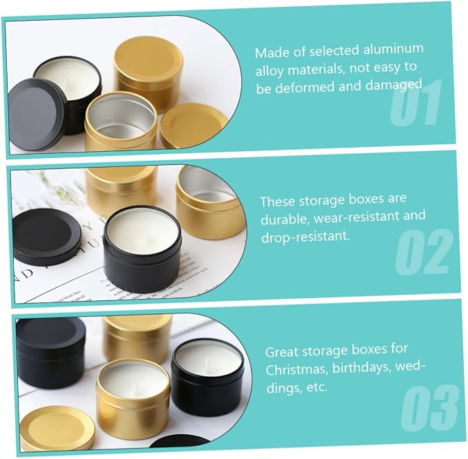 CORHAD 4pcs Aluminum Candle Jars for Candle Making Black Scented Containers Practical Storage for Solid and Liquid for Home Decor and Parties