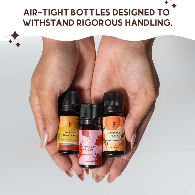 Folkulture Fruity Essential Oils Set for Diffuser | Pack of 3 Fruity Aromatherapy Oils – Peach, Strawberry | Refreshing Home Fragrance for Relaxation & Every Day Gifts Set